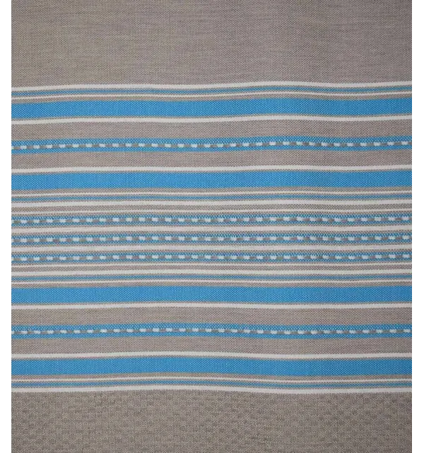 Fouta arabesque taupe clair avec rayures bleu 