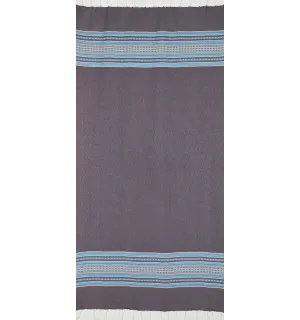 Fouta arabesque violet foncé avec rayures bleu 2