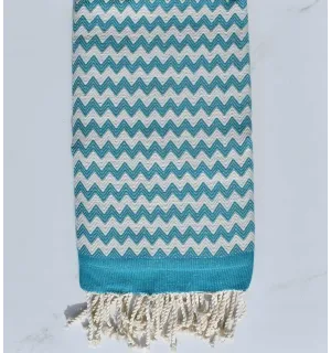 Fouta zigzag bleu vert - 1 2