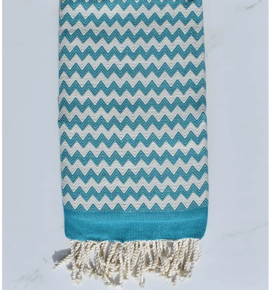 Fouta zigzag bleu vert 