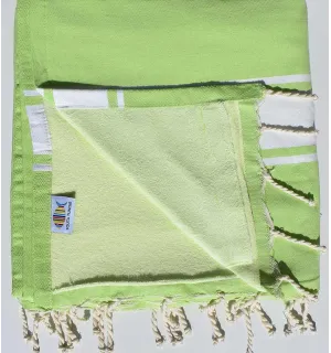 fouta doublée éponge vert pistache et lime