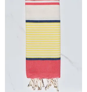fouta  enfants bleu foncé, jaune fluo, rouge,  blanc cassé 