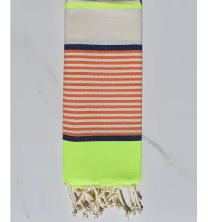 fouta  enfants fluo ,bleu jean , orange et blanc cassé 