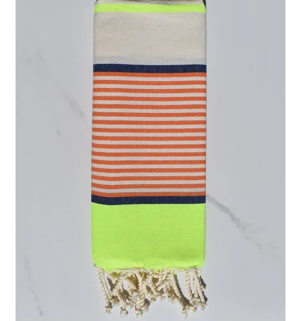 fouta enfants fluo ,bleu jean , orange et blanc cassé 