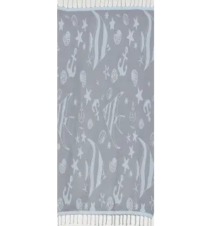 Fouta jacquard étoile de mer bleu horizon et bleu dragée
