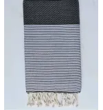 Fouta nid d\'abeille gris ardoise avec fil lurex