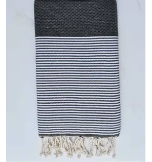 fouta nid d'abeille gris ardoise avec fil lurex 