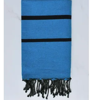 fouta plate noir et bleu saphir 