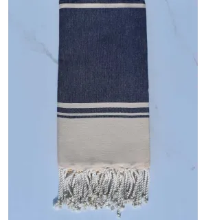 serviette de plage RAF-RAF bleu jean et jaune pâle 