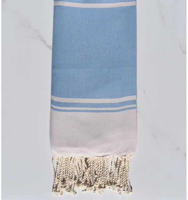 serviette de plage RAF-RAF bleu bleuet et rose pastel pâle 