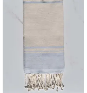 serviette de plage RAF-RAF blanc crémé et bleu ciel 