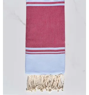 serviette de plage RAF-RAF rose framboise et bleu ciel 