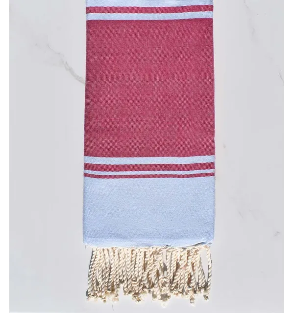 serviette de plage RAF-RAF rose framboise et bleu ciel 