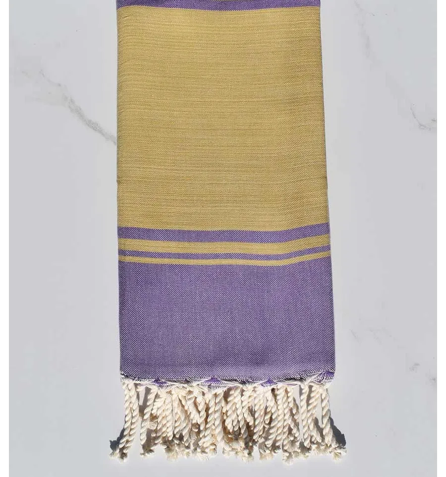 serviette de plage RAF-RAF ocre jaune et violet parme 