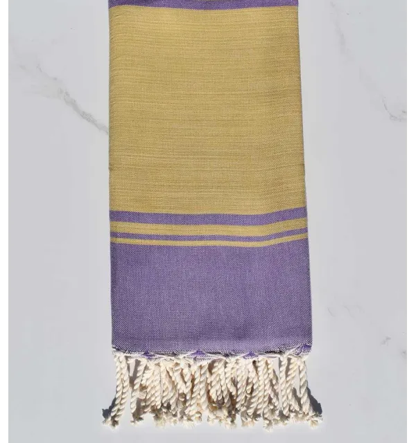 serviette de plage RAF-RAF ocre jaune et violet parme 
