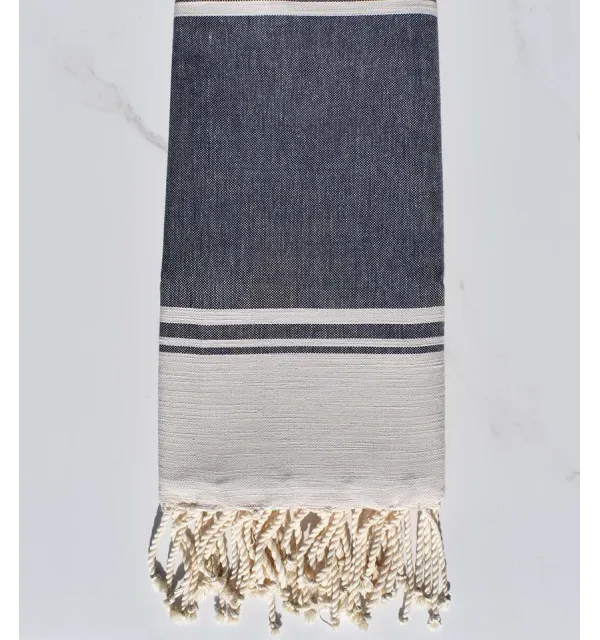 serviette de plage RAF-RAF bleu de minuit et bisque 