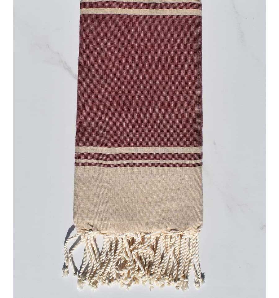 serviette de plage RAF-RAF rouge bordeaux et beige