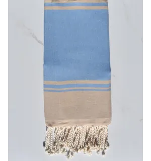 serviette de plage RAF-RAF bleu bleuet et beige 