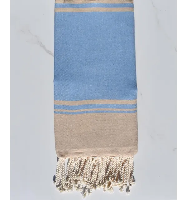serviette de plage RAF-RAF bleu bleuet et beige 