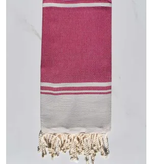 serviette de plage RAF-RAF rose framboise et bisque 