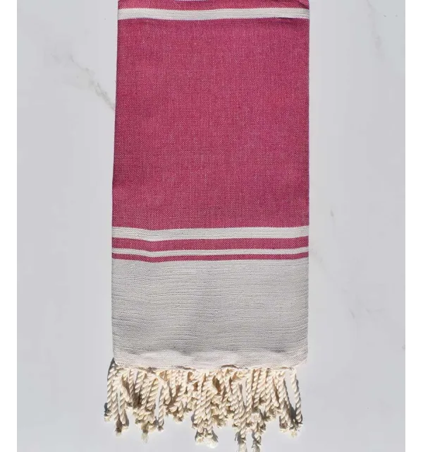 serviette de plage RAF-RAF rose framboise et bisque 