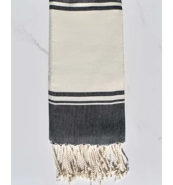 serviette de plage RAF-RAF bleu de minuit et blanc crème 