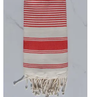 fouta plate ziwane écru et rouge 