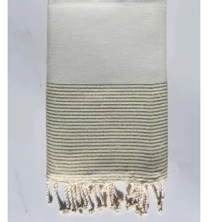 Fouta lurex plate écru mélangé avec fil lurex doré 