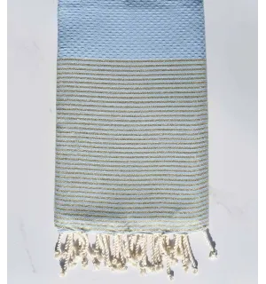 fouta lurex nid d'abeille bleu maya 