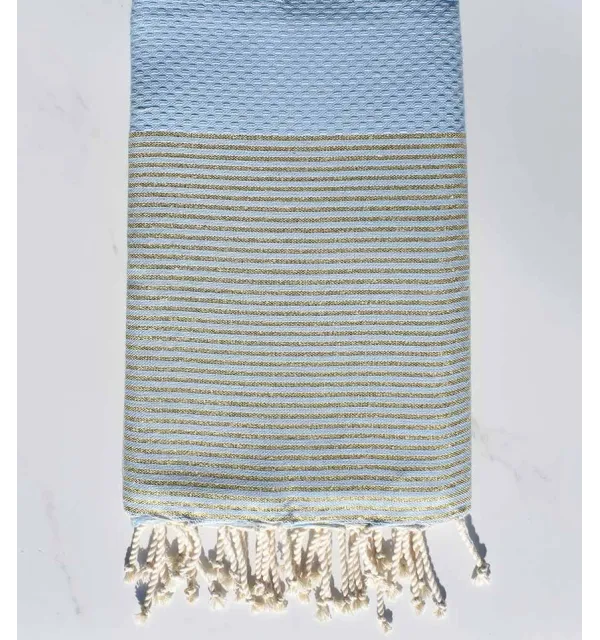 fouta lurex nid d'abeille bleu maya 