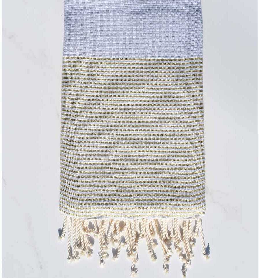 fouta lurex nid d'abeille gris souris avec fil lurex doré