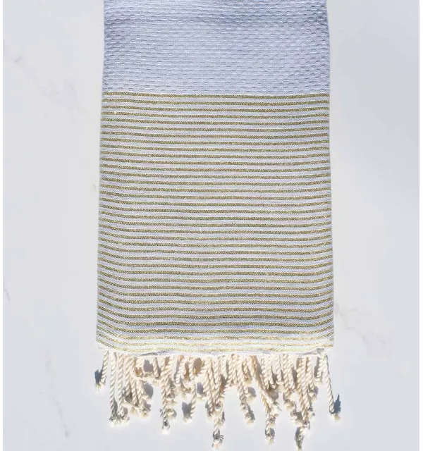 fouta lurex nid d'abeille gris souris avec fil lurex doré 