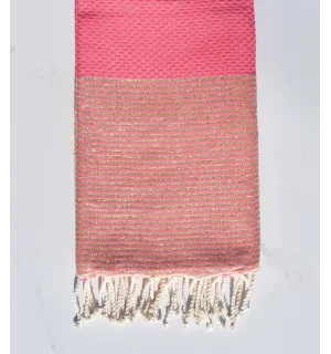 fouta lurex nid d'abeille rose fraise