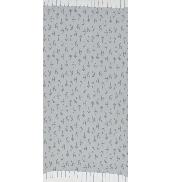 Fouta jacquard ancre gris et bleu fumé 