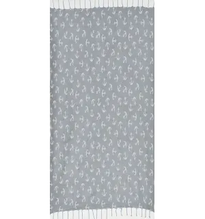 Fouta jacquard ancre gris et bleu fumé 