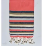 Fouta plate nacarat clair,bleu denim,beige, blanc crème et gris