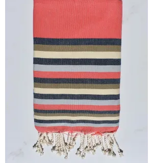 Fouta plate nacarat clair,bleu denim,beige, blanc crème et gris 