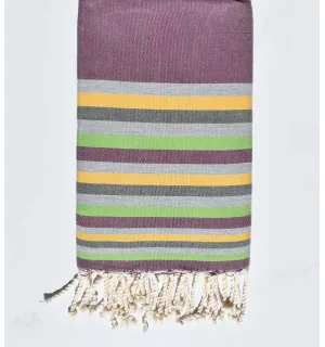 Fouta plate Mauve, gris , jaune,vert militaire et vert clair 