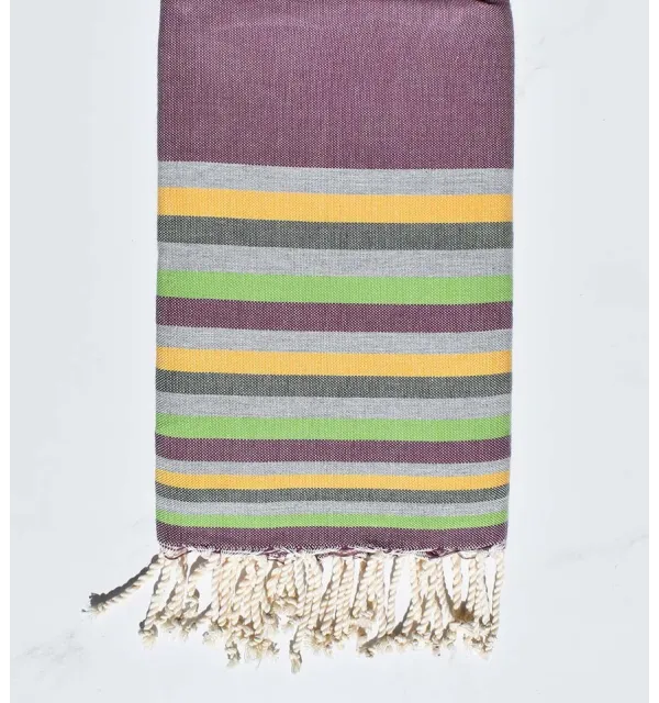 Fouta plate Mauve, gris , jaune,vert militaire et vert clair 