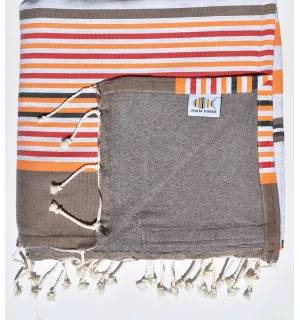 fouta doublée éponge taupe, rouge,beige corindon,gris,orange,noir