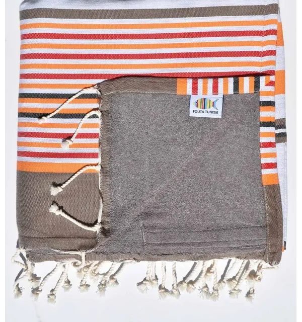 fouta doublée éponge taupe, rouge,beige corindon,gris,orange,noir 