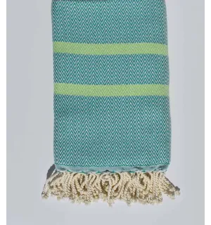 Fouta chevron vert turquoise et vert anis 