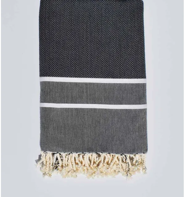 Fouta chevron bleu nuit 