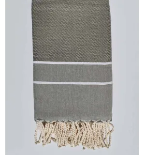 Fouta chevron vert olive pâle 