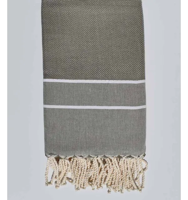 Fouta chevron vert olive pâle 