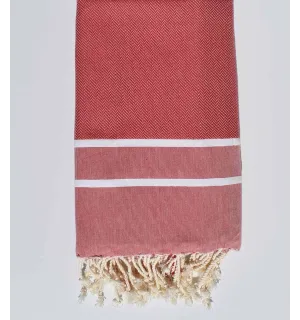 Fouta chevron rouge framboise 