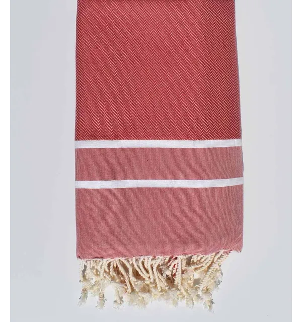 Fouta chevron rouge framboise 