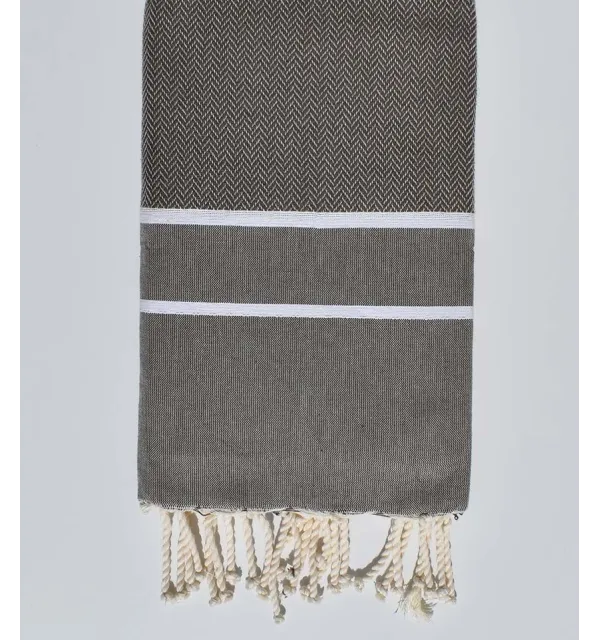 Fouta chevron gris poussière 