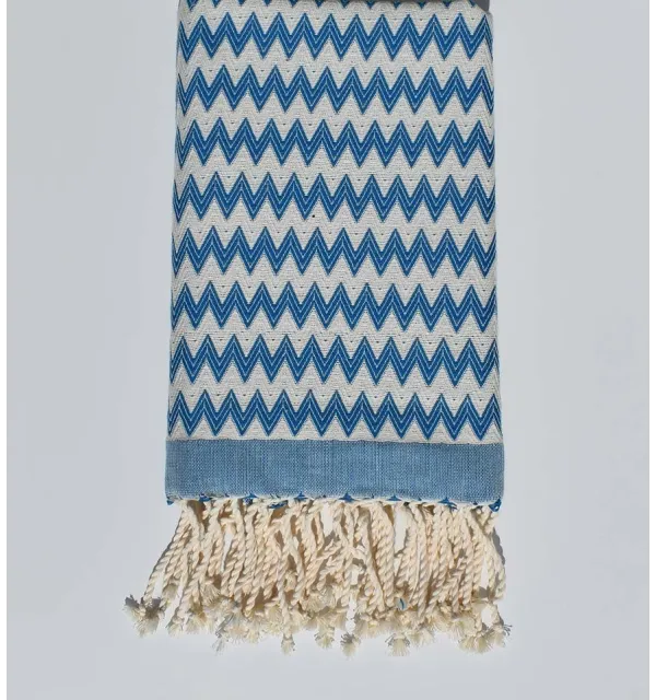 Fouta zigzag bleu céleste 