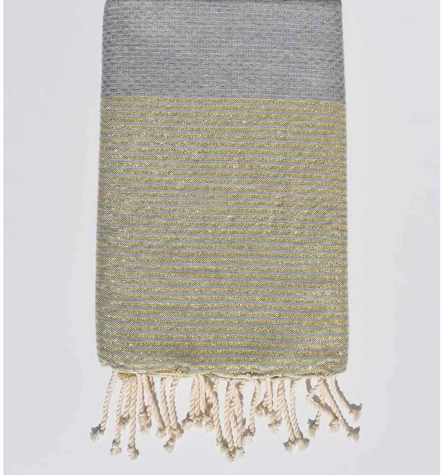 Fouta Lurex nid d'abeille gris clair